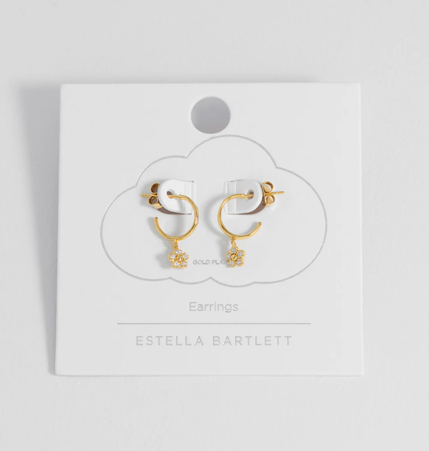 ESTELLA BARTLETT CZ FLOWER HOOP EARRINGS