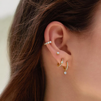 ANIA HAIE DANGLING SPARKLE HUGGIE HOOP EARRINGS