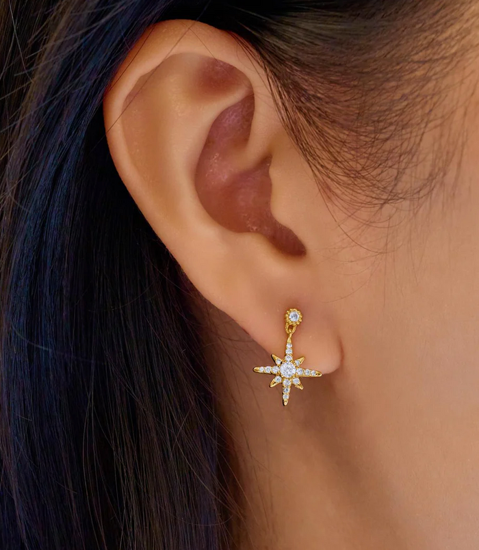 ANIA HAIE DANGLING NOVA STAR STUD EARRINGS