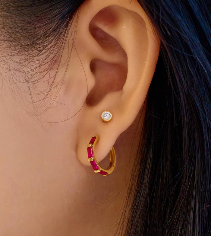 ANIA HAIE ROSÉ HOLIDAY HUGGIE HOOP EARRINGS