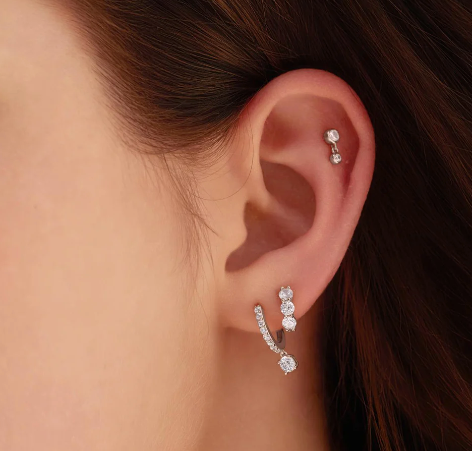 ANIA HAIE TRIO SPARKLE HUGGIE HOOP EARRINGS