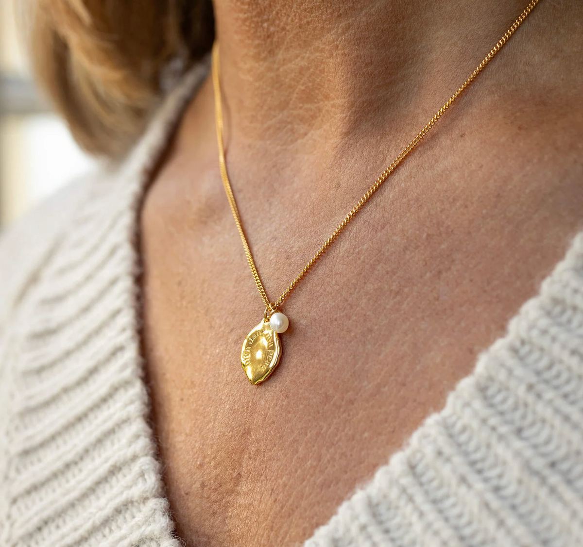 CLAUDIA BRADBY X MIDLIFECHIC MICRO MANTRA NECKLACE WITH SINGLE PEARL CHARM