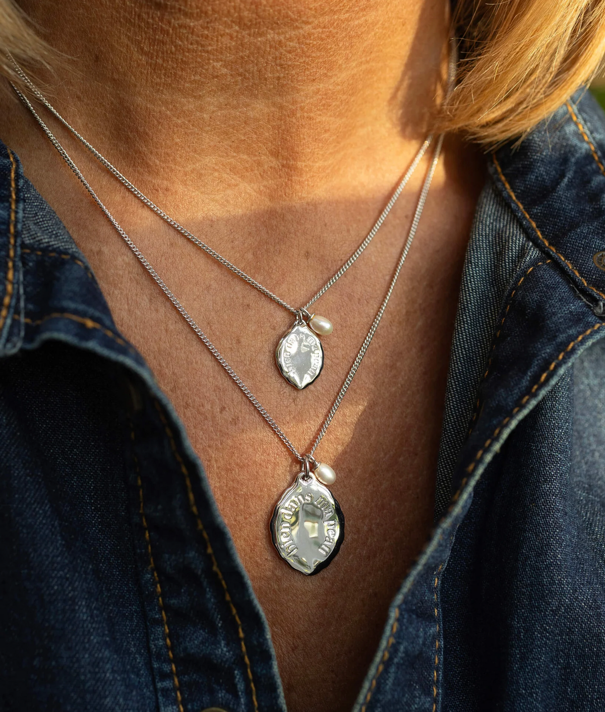 CLAUDIA BRADBY X MIDLIFECHIC MICRO MANTRA NECKLACE WITH SINGLE PEARL CHARM