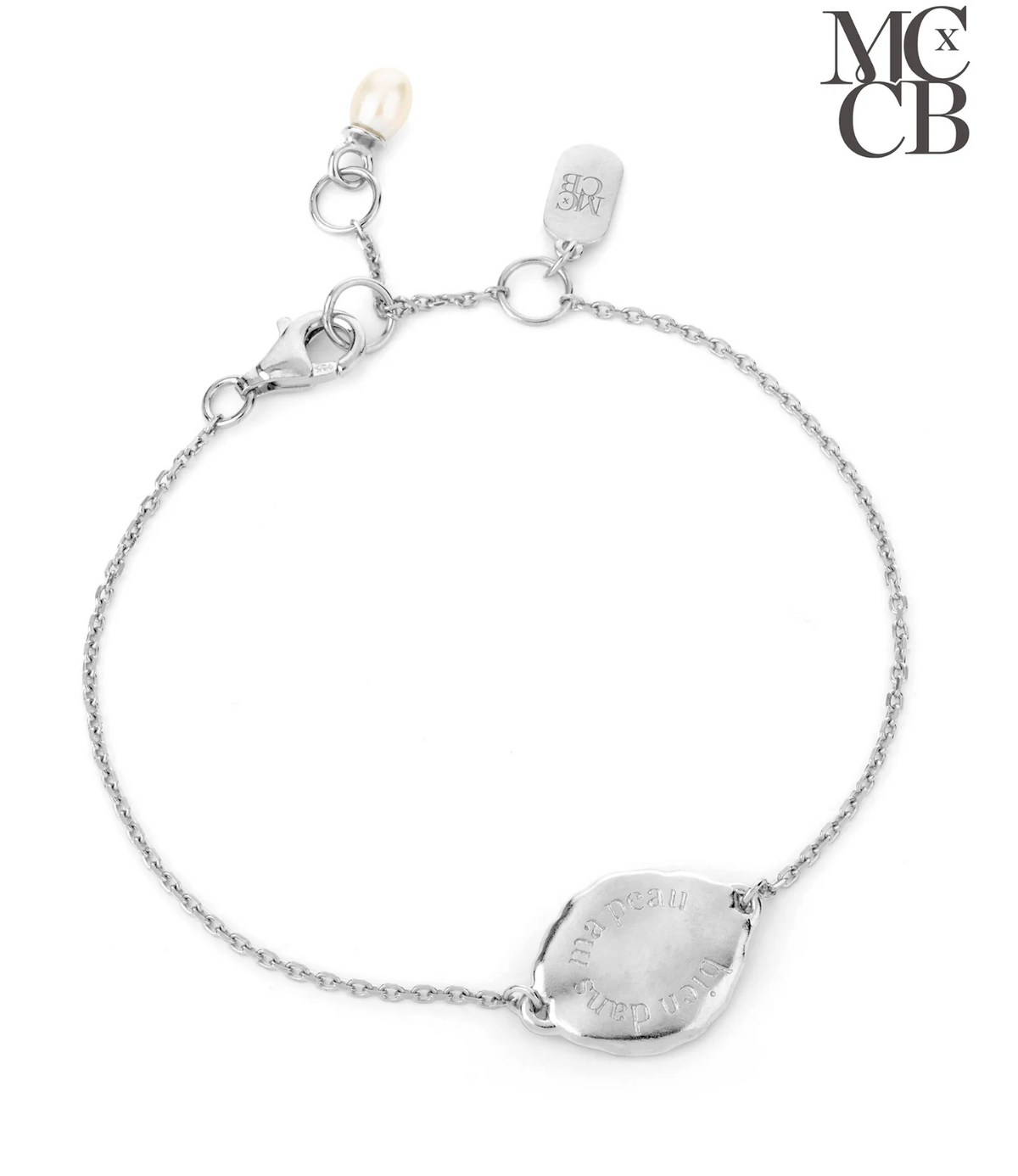 CLAUDIA BRADBY X MIDLIFECHIC MANTRA DISC BRACELET WITH SINGLE PEARL CHARM