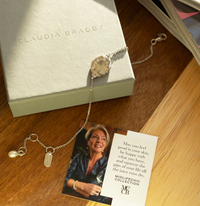 CLAUDIA BRADBY X MIDLIFECHIC MANTRA DISC BRACELET WITH SINGLE PEARL CHARM