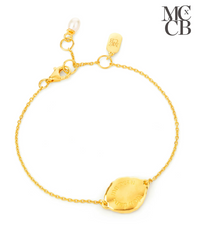 CLAUDIA BRADBY X MIDLIFECHIC MANTRA DISC BRACELET WITH SINGLE PEARL CHARM