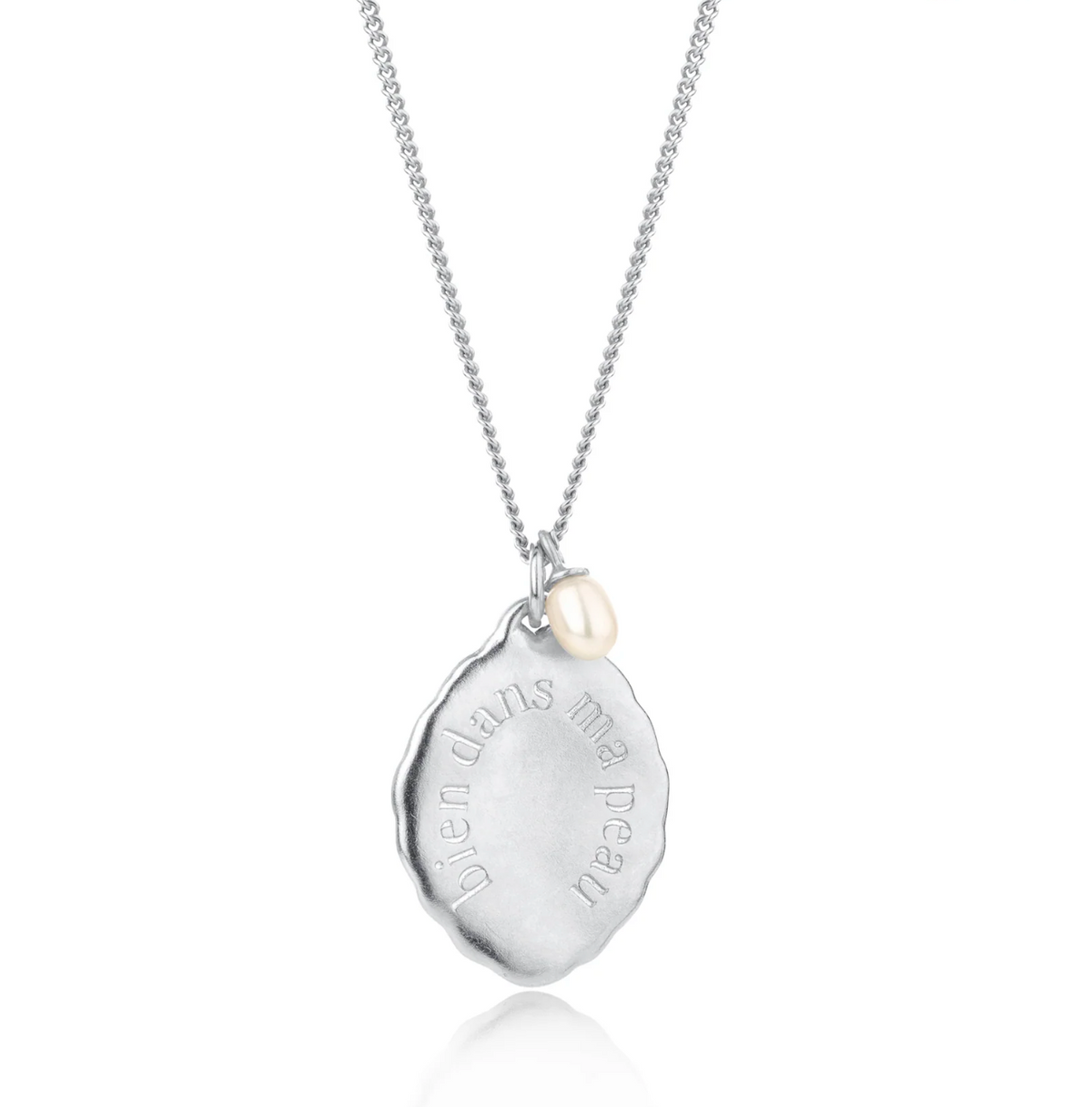 CLAUDIA BRADBY X MIDLIFECHIC MANTRA NECKLACE WITH SINGLE PEARL CHARM