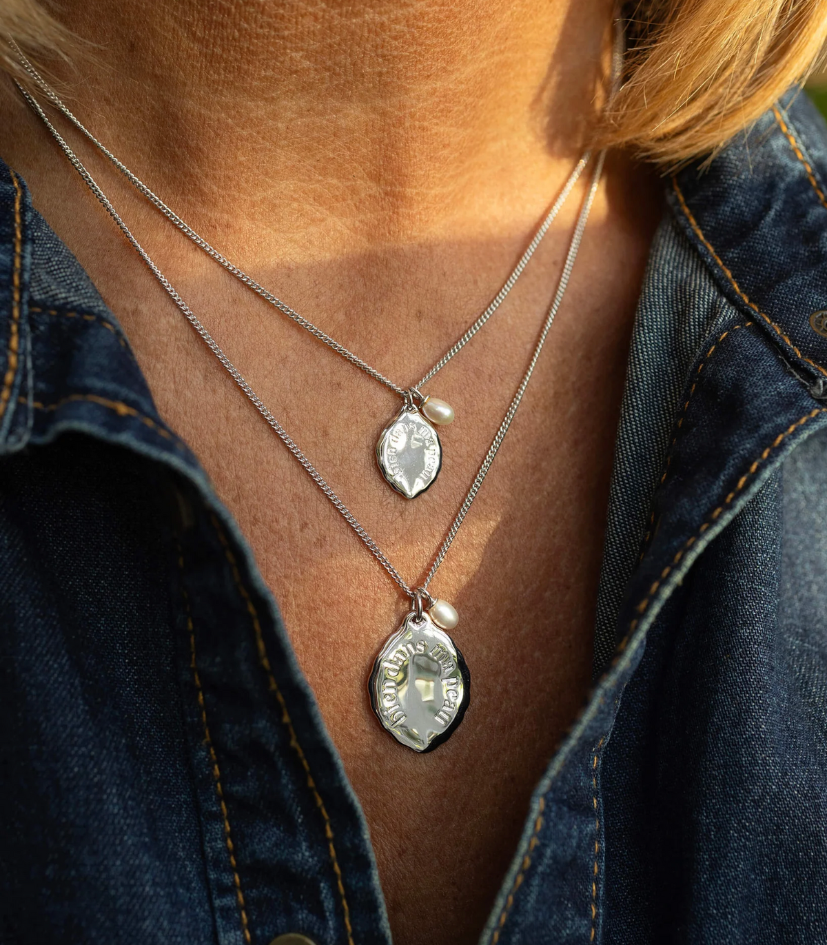 CLAUDIA BRADBY X MIDLIFECHIC MANTRA NECKLACE WITH SINGLE PEARL CHARM