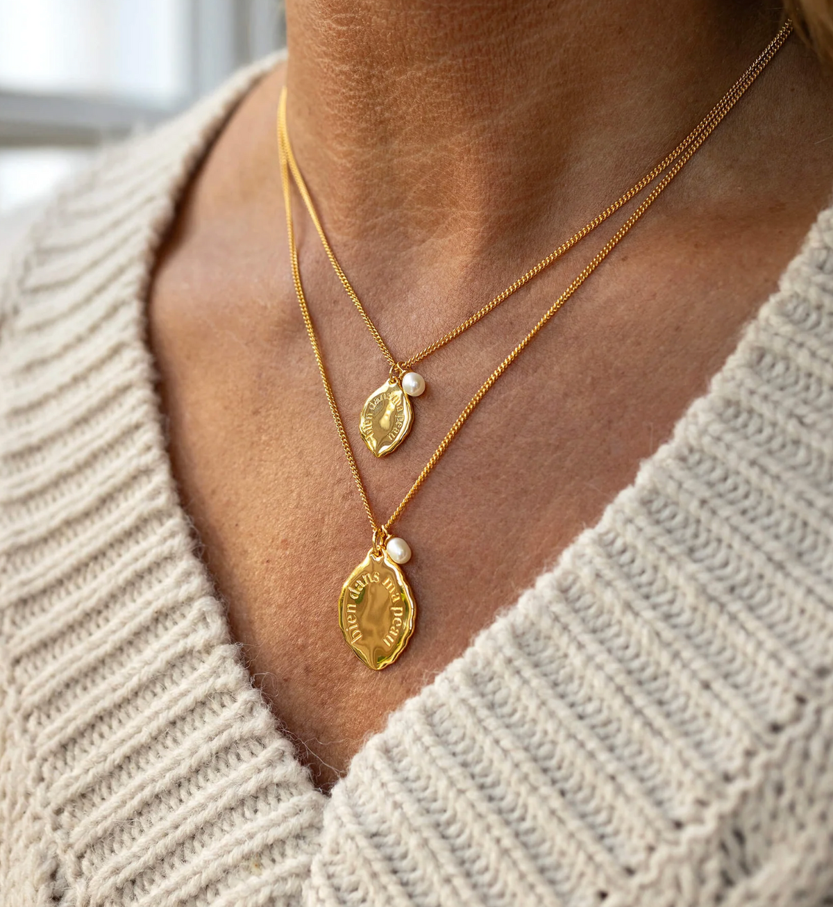 CLAUDIA BRADBY X MIDLIFECHIC MANTRA NECKLACE WITH SINGLE PEARL CHARM