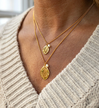 CLAUDIA BRADBY X MIDLIFECHIC MANTRA NECKLACE WITH SINGLE PEARL CHARM