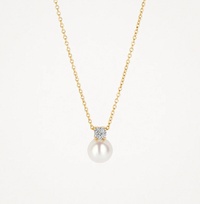 BLUSH 14K GOLD PEARL AND ZIRCONIA PENDANT NECKLACE