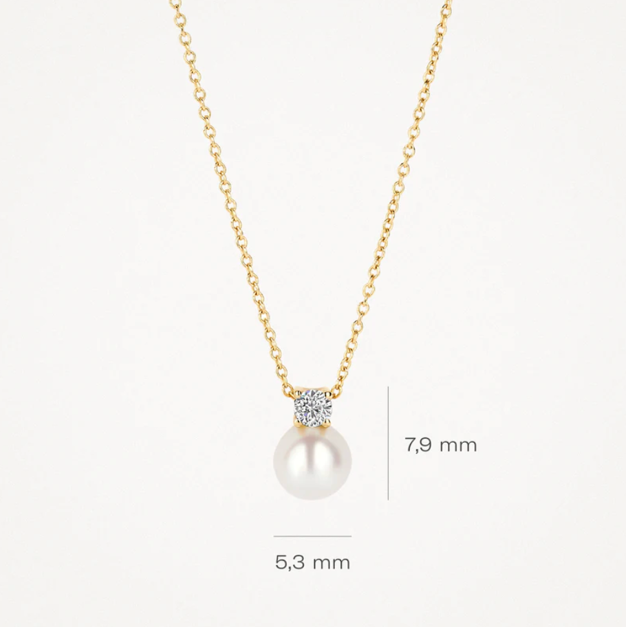 BLUSH 14K GOLD PEARL AND ZIRCONIA PENDANT NECKLACE