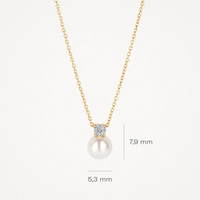 BLUSH 14K GOLD PEARL AND ZIRCONIA PENDANT NECKLACE