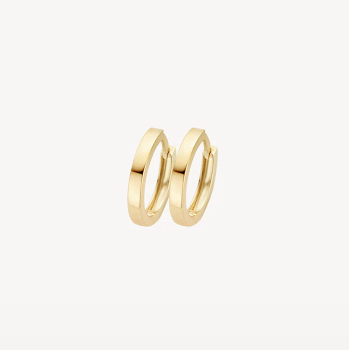 BLUSH 14K YELLOW GOLD FLAT EDGE HUGGIE HOOP EARRINGS