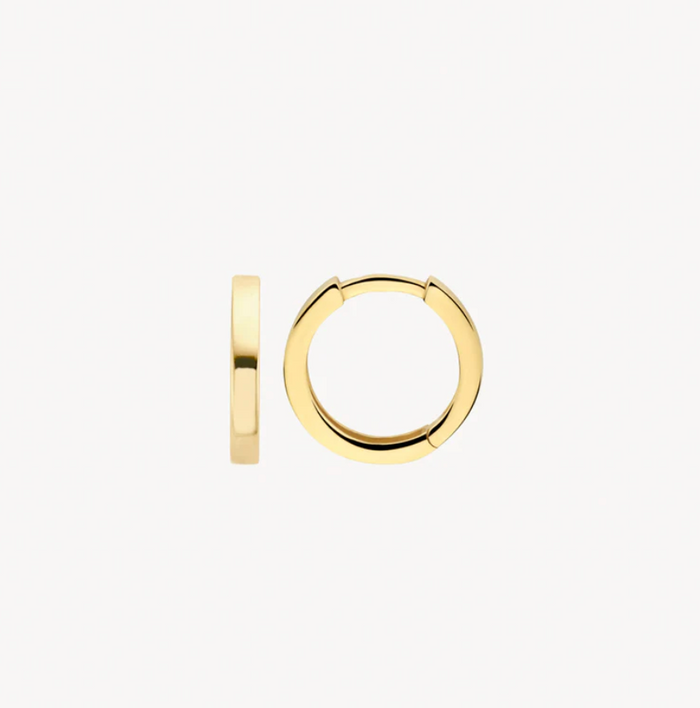 BLUSH 14K YELLOW GOLD FLAT EDGE HUGGIE HOOP EARRINGS