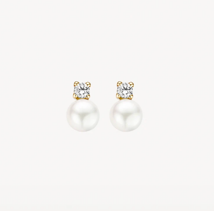 BLUSH 14K YELLOW GOLD, PEARL AND ZIRCONIA EARRINGS