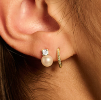 BLUSH 14K YELLOW GOLD, PEARL AND ZIRCONIA EARRINGS