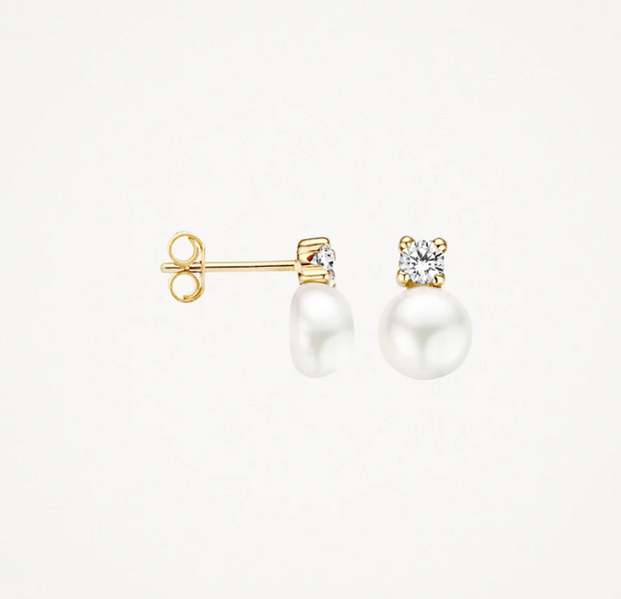 BLUSH 14K YELLOW GOLD, PEARL AND ZIRCONIA EARRINGS