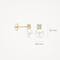 BLUSH 14K YELLOW GOLD, PEARL AND ZIRCONIA EARRINGS