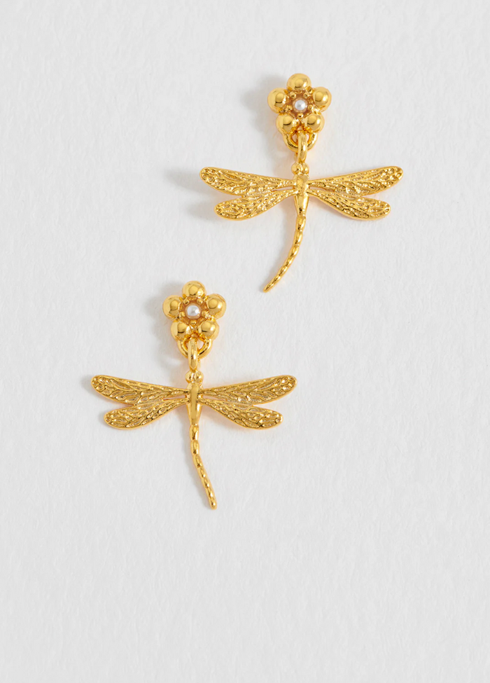 ESTELLA BARTLETT FLOWER DRAGONFLY DROP EARRINGS