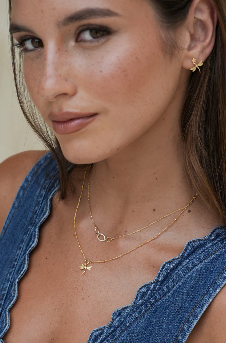 ESTELLA BARTLETT FLOWER DRAGONFLY DROP EARRINGS