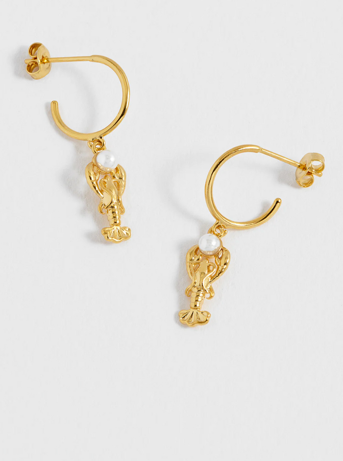 ESTELLA BARTLETT LOBSTER PEARL HOOP EARRINGS