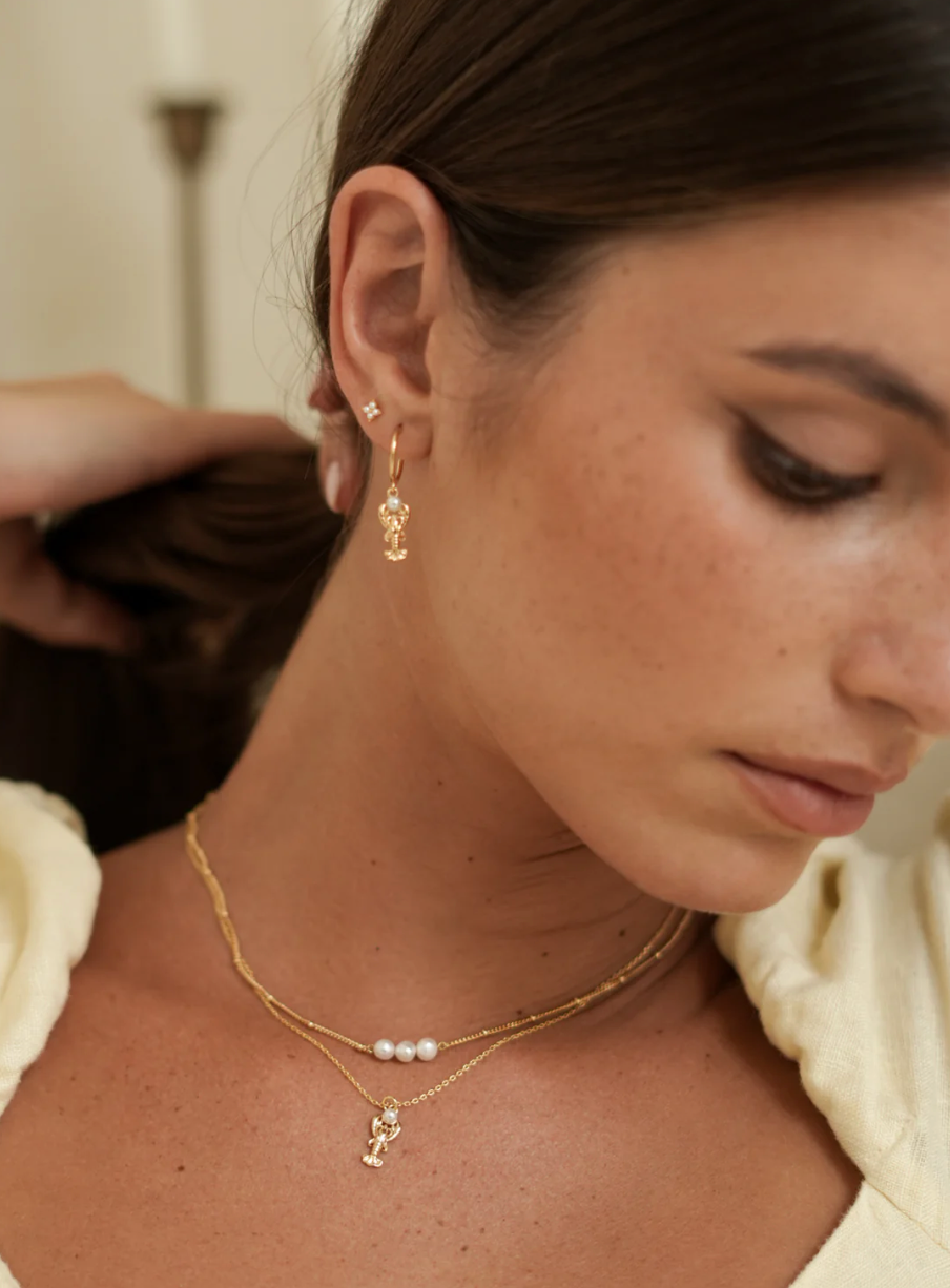 ESTELLA BARTLETT LOBSTER PEARL HOOP EARRINGS