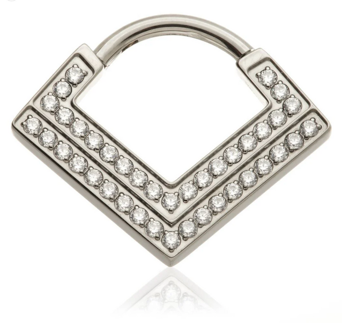 DOUBLE PAVÉ TRIANGLE DAITH RING TITANIUM