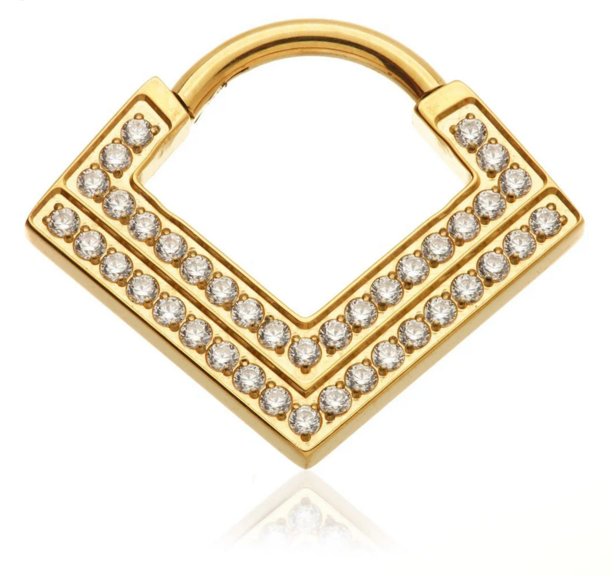 DOUBLE PAVÉ TRIANGLE DAITH RING TITANIUM