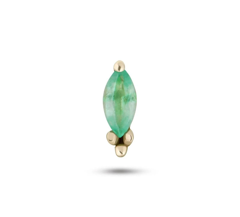 ZOHREH V MOONSTONE BEADED EMERALD MARQUISE 14K GOLD