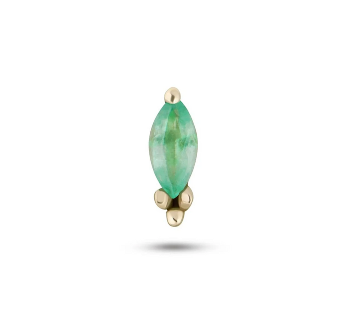 ZOHREH V MOONSTONE BEADED EMERALD MARQUISE 14K GOLD