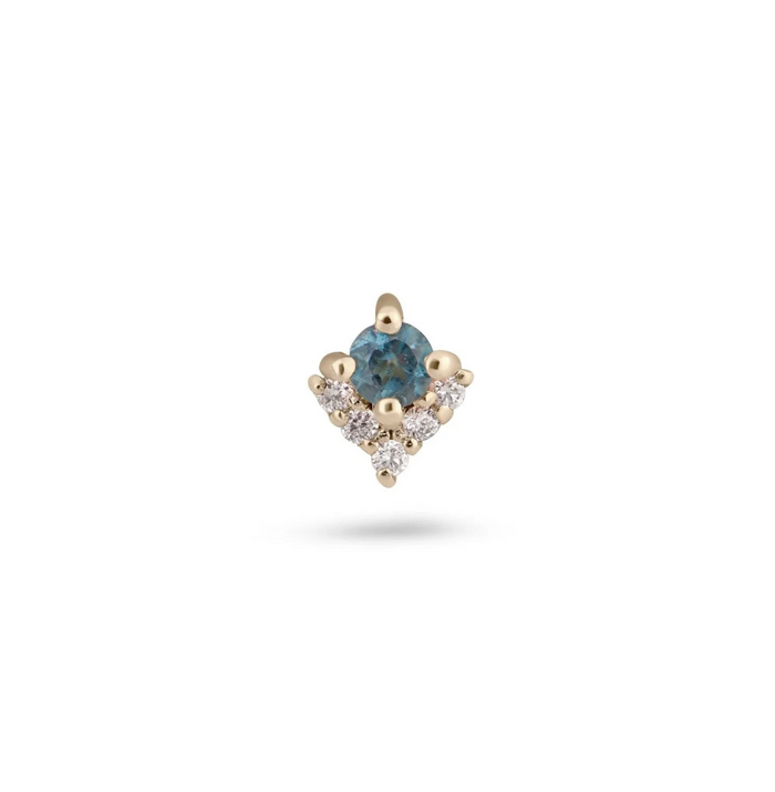 ZOHREH V LONDON BLUE TOPAZ AND DIAMOND ARROW  14K GOLD