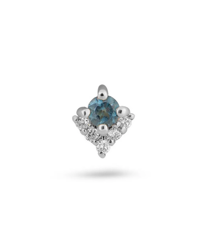 ZOHREH V LONDON BLUE TOPAZ AND DIAMOND ARROW  14K GOLD