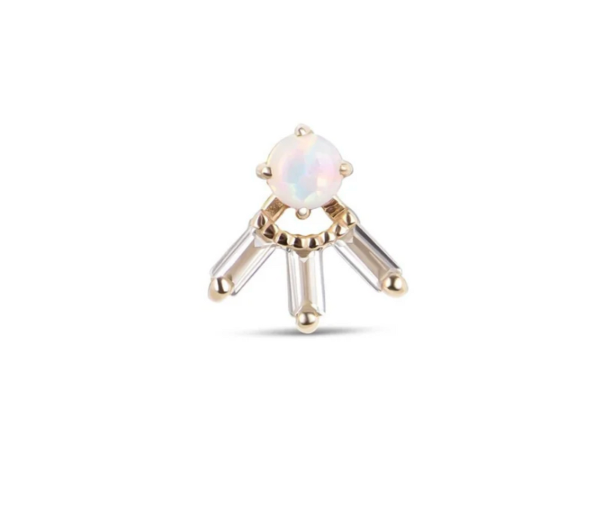 ZOHREH V OPAL AND WHITE SAPPHIRE BAGUETTE 14K GOLD