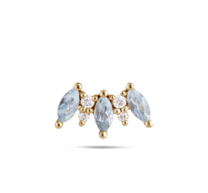 ZOHREH V AQUAMARINE AND DIAMOND FAN 14K GOLD