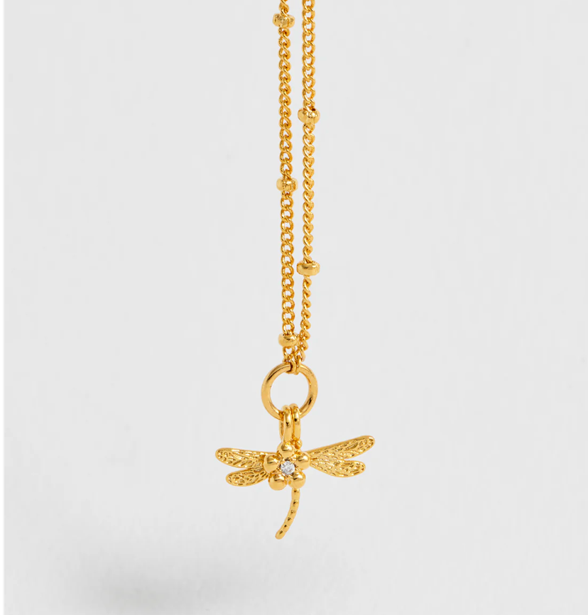 ESTELLA BARTLETT GOLD PLATED FLOWER AND DRAGONFLY NECKLACE