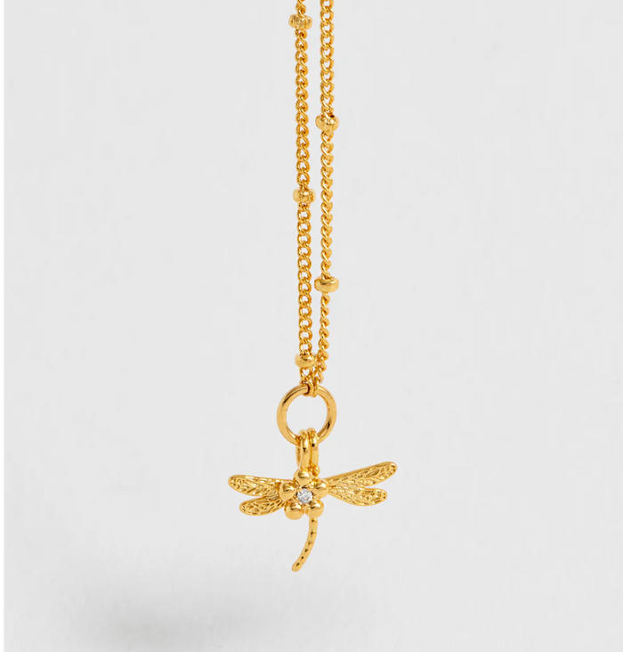 ESTELLA BARTLETT GOLD PLATED FLOWER AND DRAGONFLY NECKLACE