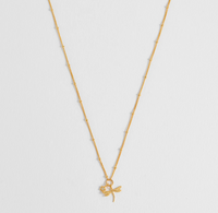 ESTELLA BARTLETT GOLD PLATED FLOWER AND DRAGONFLY NECKLACE