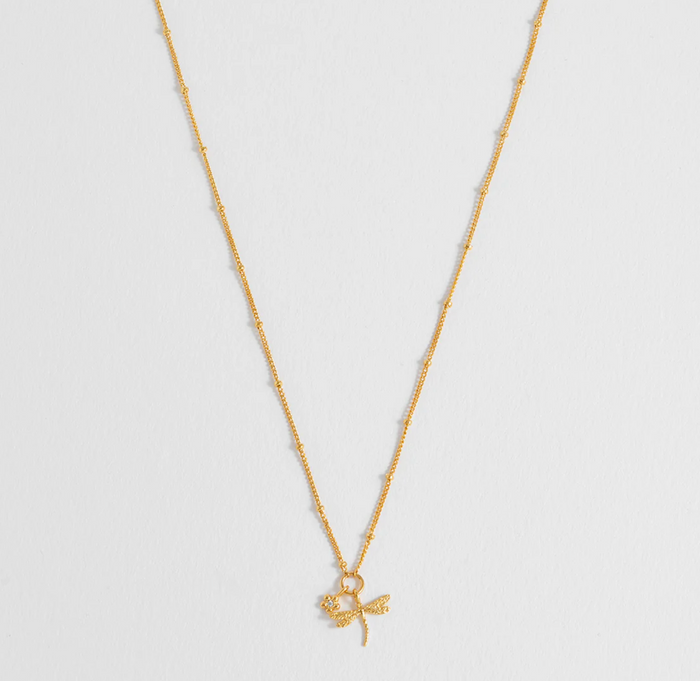 ESTELLA BARTLETT GOLD PLATED FLOWER AND DRAGONFLY NECKLACE