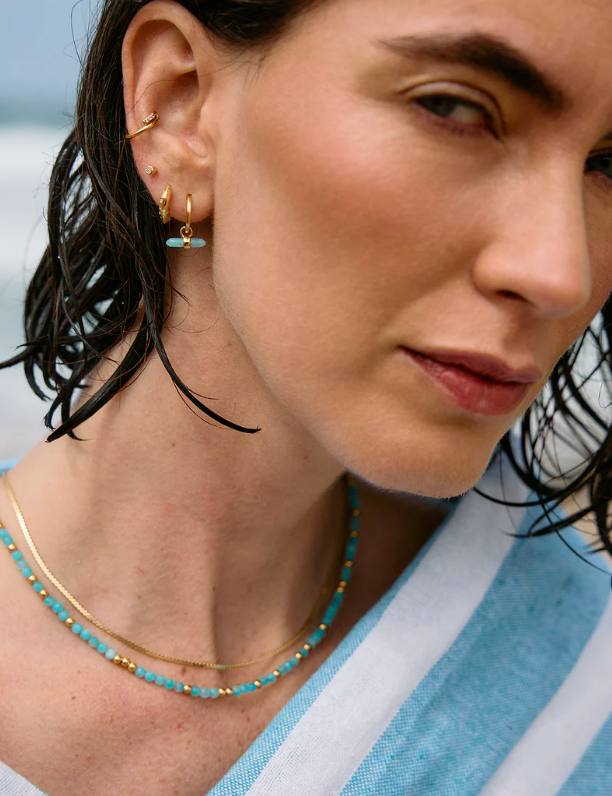 RACHEL JACKSON TRANQUILITY AMAZONITE TBAR HOOP EARRINGS