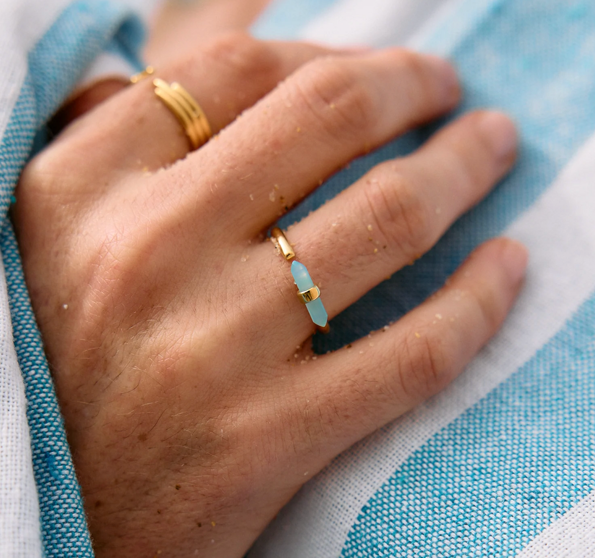 RACHEL JACKSON TRANQUILITY AMAZONITE TBAR ADJUSTABLE RING