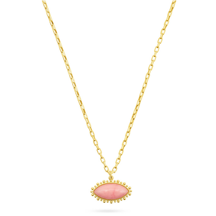 TALIS CHAINS PINK JADE EYE PENDANT NECKLACE