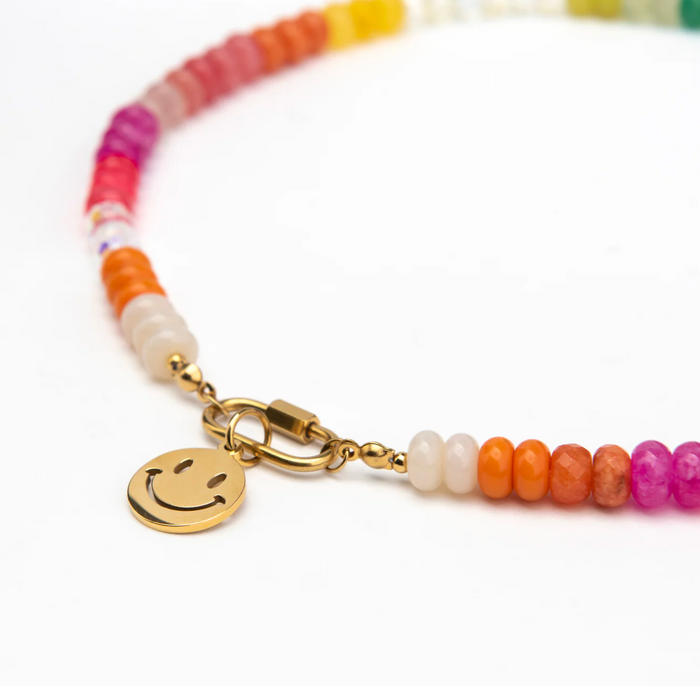 RAF & GRACE GOLD RAINBOW CANDY SMILE NECKLACE