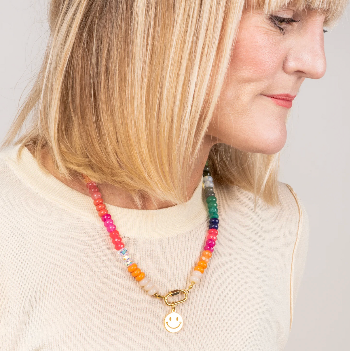 RAF & GRACE GOLD RAINBOW CANDY SMILE NECKLACE