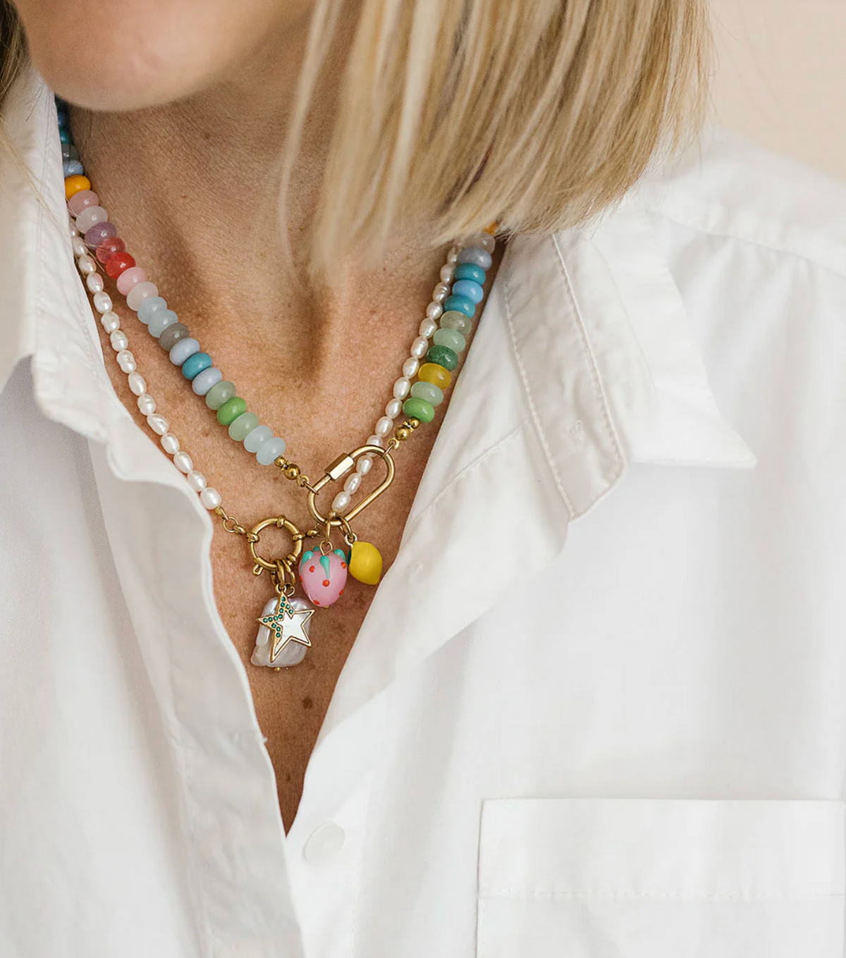 RAF & GRACE SUMMER FRUITS SOFT PASTEL CANDY BEAD NECKLACE