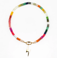 RAF & GRACE GOLD RAINBOW CANDY LIGHTENING BOLT NECKLACE