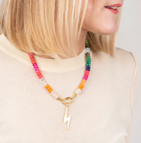 RAF & GRACE GOLD RAINBOW CANDY LIGHTENING BOLT NECKLACE