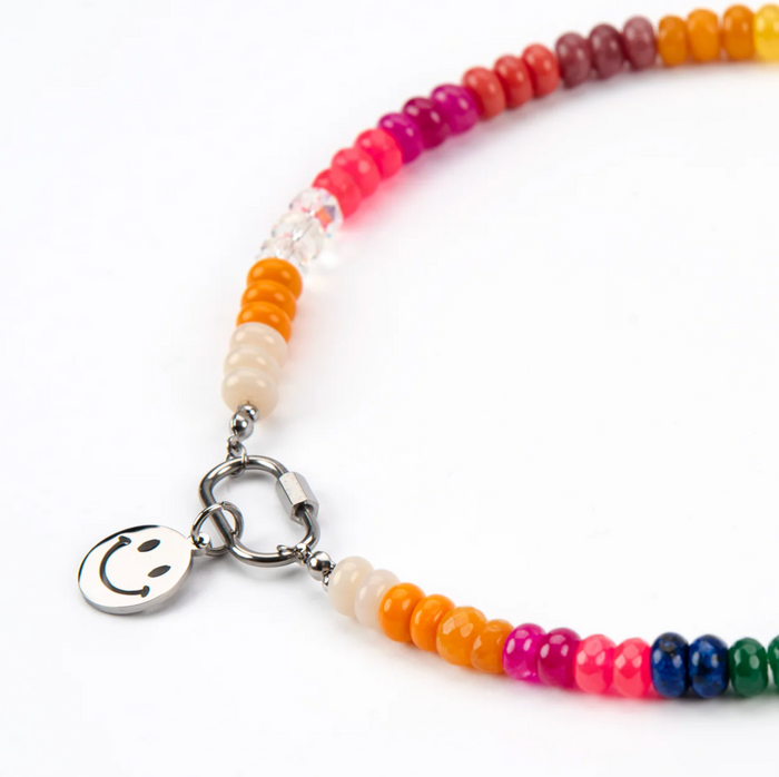 RAF & GRACE SILVER RAINBOW CANDY SMILE NECKLACE