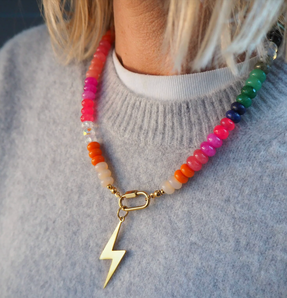 RAF & GRACE SILVER LIGHTENING CANDY SMILE NECKLACE