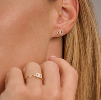 BLUSH 14K YELLOW GOLD INTERLINKING CIRCLE STUD EARRINGS
